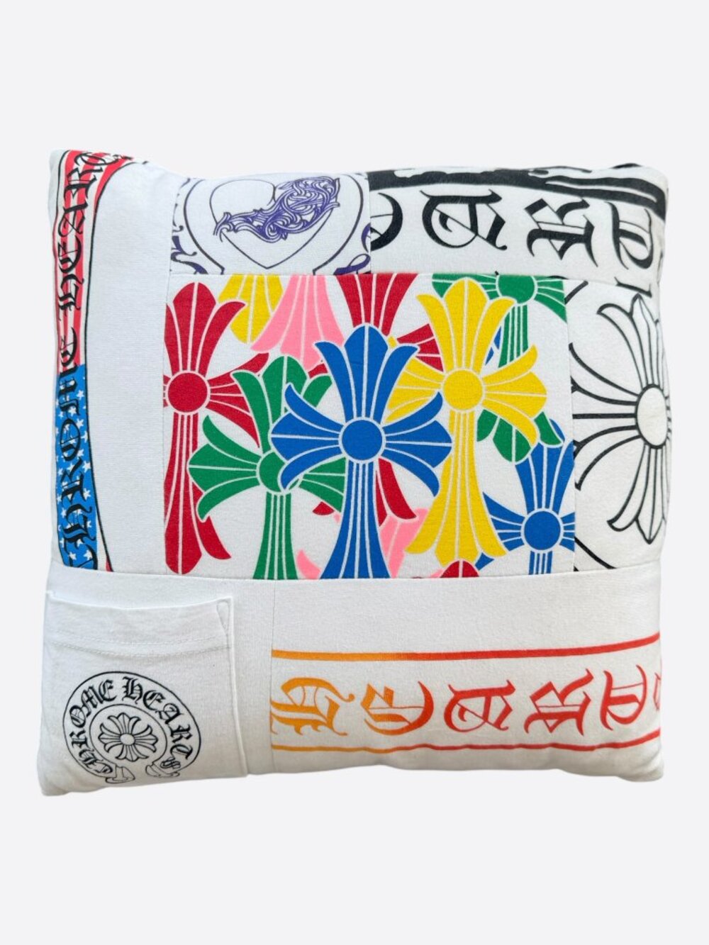 Chrome Hearts White & Multicolor Graphic Pillow